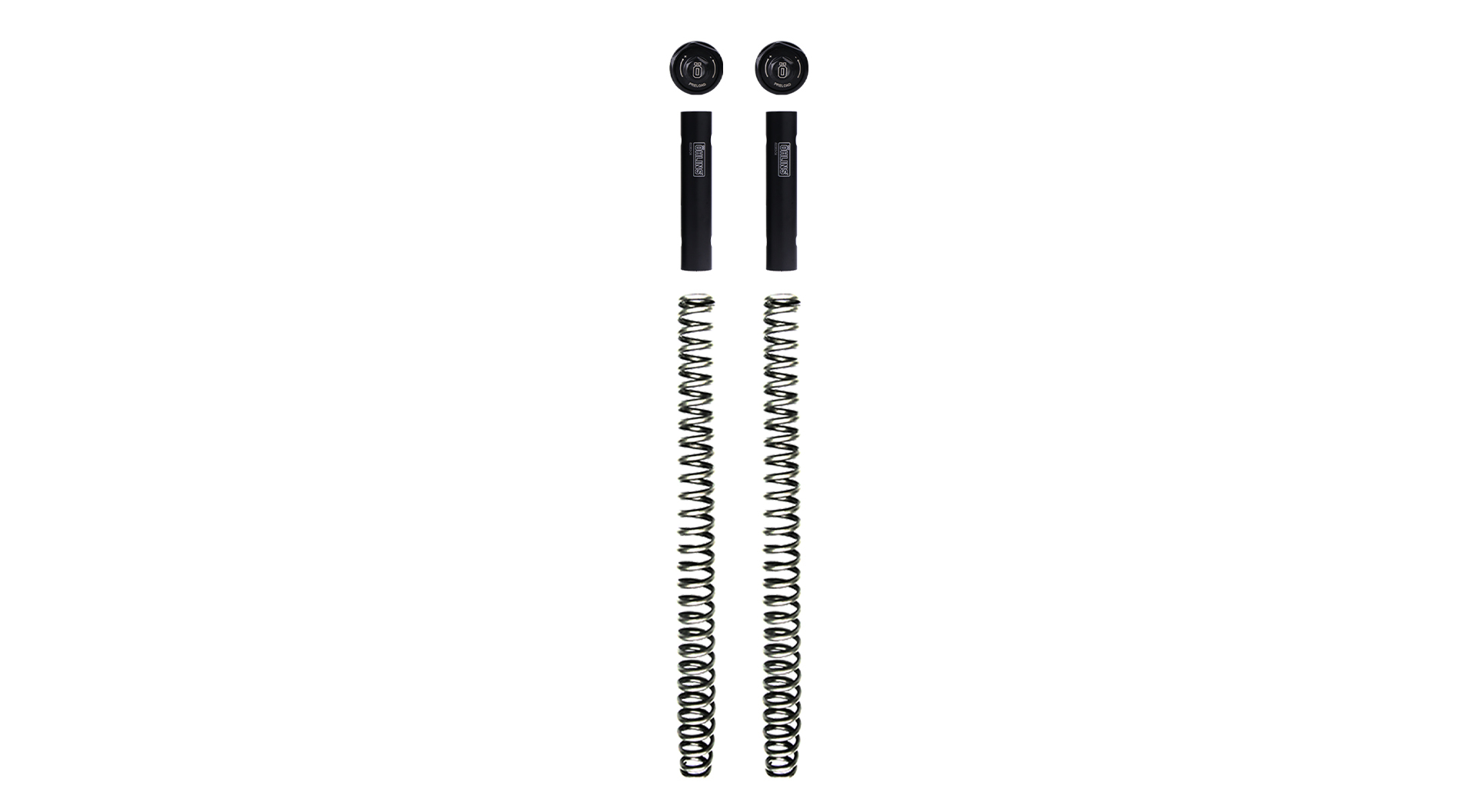 Öhlins FSK 180 front spring kit for Zontes 350E with stylish Öhlins branded top caps that offer spring preload adjustment.