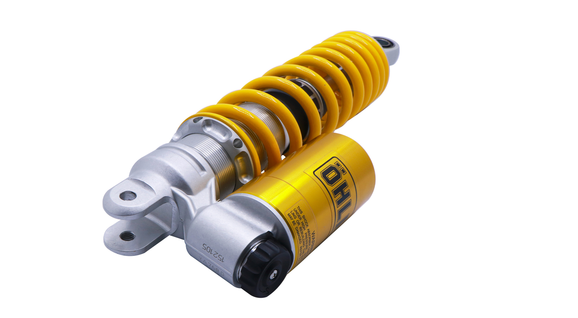 Öhlins STX 36 rear suspension (part no. YA 853) for 2018-2022 Yamaha Grand Filano, featuring piggy-back reservoir and adjustability in spring preload and compression damping
